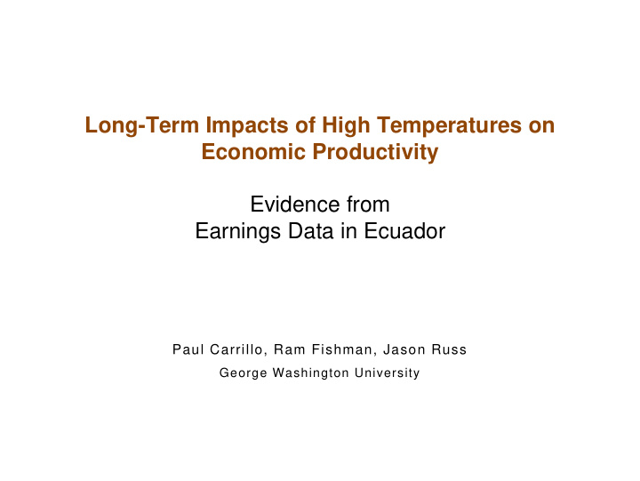 long term impacts of high temperatures on economic