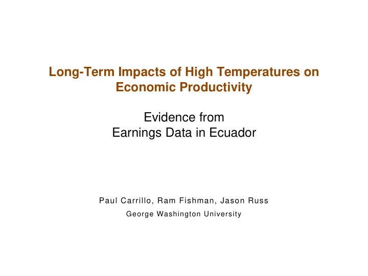 long term impacts of high temperatures on economic