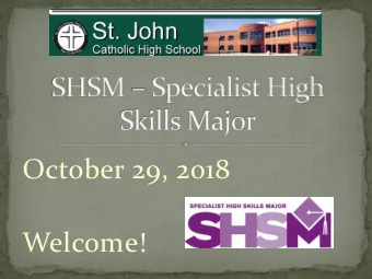 October 29, 2018  Welcome!  HEALTH &amp; WELLNESS  HOSPITALITY &amp;  TOURISM  They are