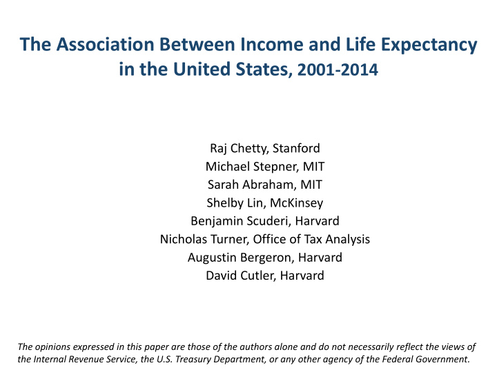 the association between income and life expectancy