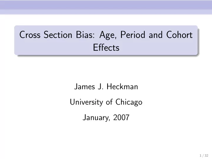 cross section bias age period and cohort effects