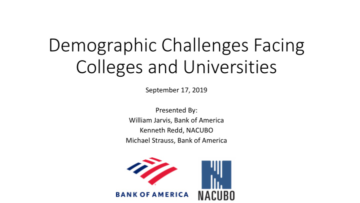 demographic challenges facing colleges and universities