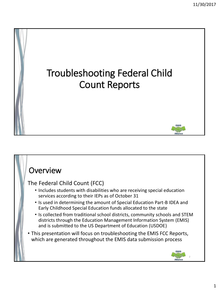 troubleshooting federal child ild count reports