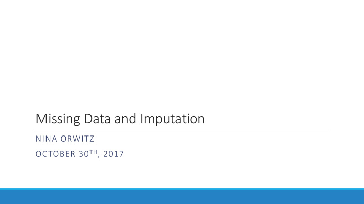 missing data and imputation