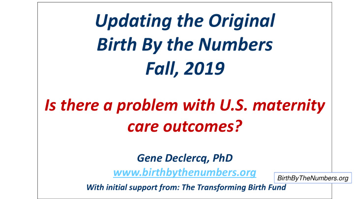 birth by the numbers