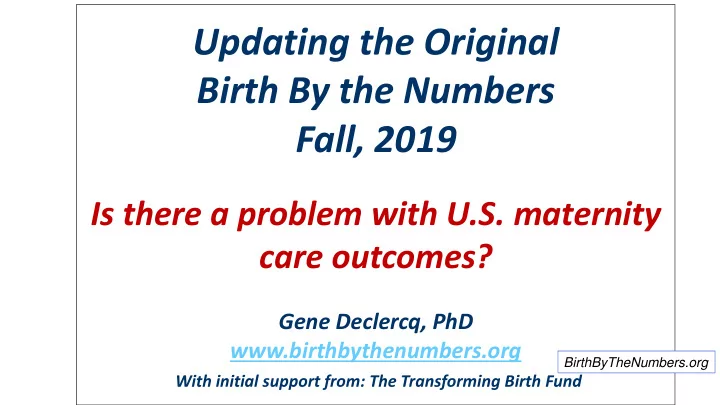 birth by the numbers