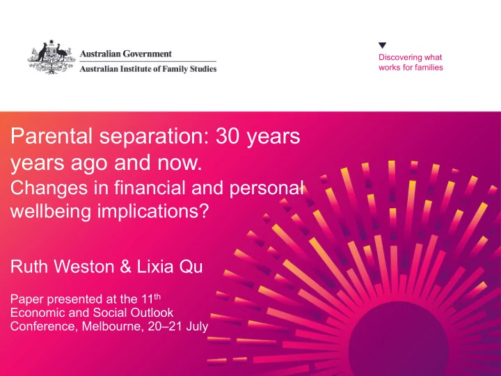 parental separation 30 years years ago and now