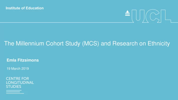 the millennium cohort study mcs and research on ethnicity