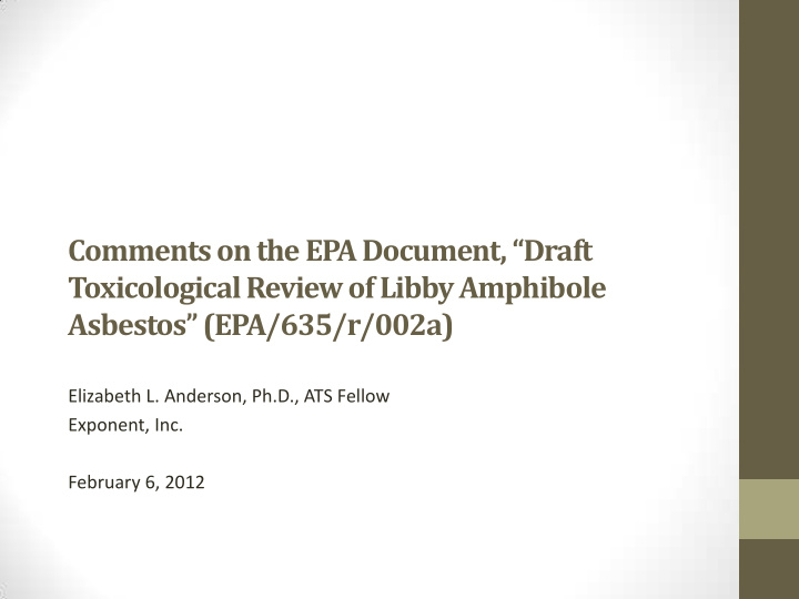 comments on the epa document draft toxicological review