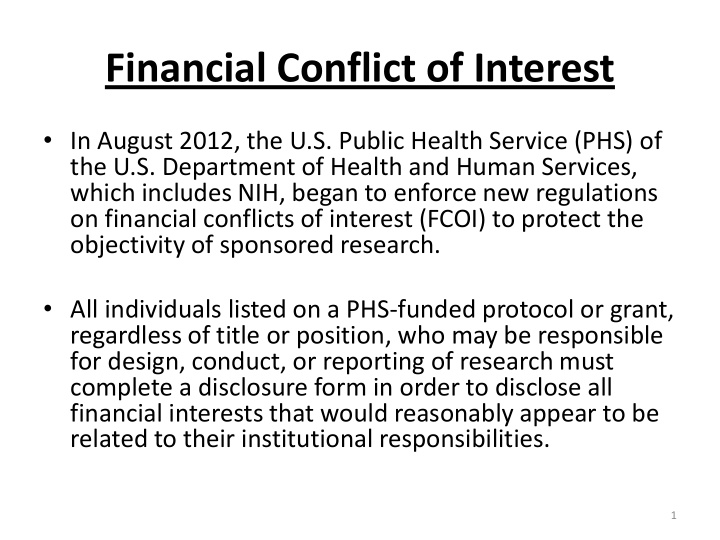 financial conflict of interest