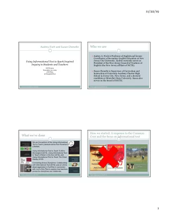 11/22/19  Audrey Fisch and Susan Chenelle  Who we are  Audrey A. Fisch is Professor of English