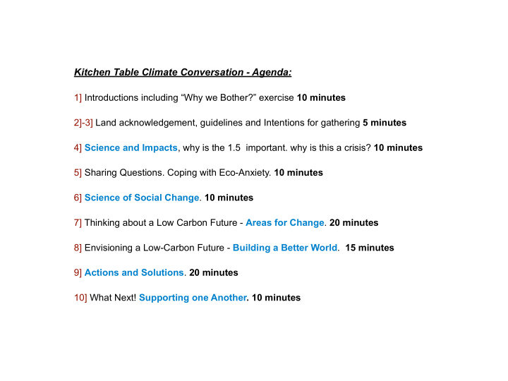 kitchen table climate conversation agenda