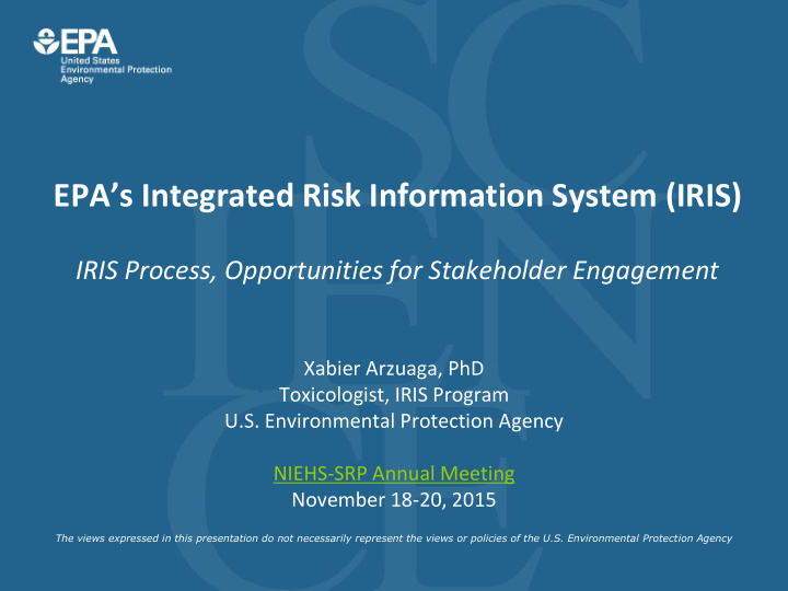 epa s integrated risk information system iris