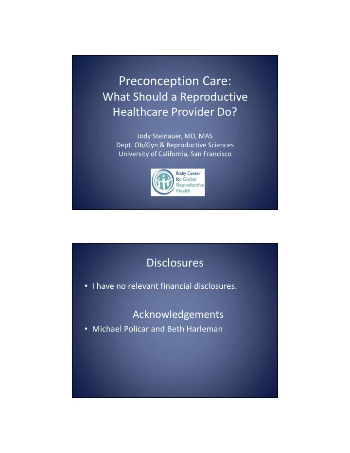 preconception care