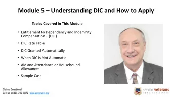 Module 5  Understanding DIC and How to Apply  Topics Covered in This Module  Entitlement to