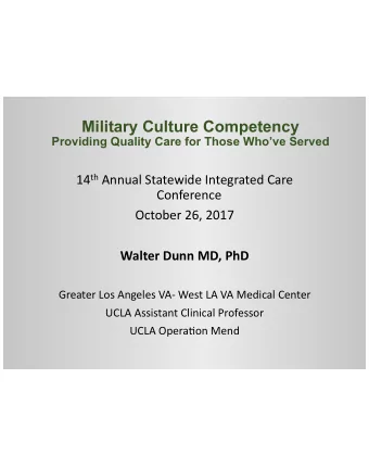 Conflicts of Interest  None  to  disclose    Disclaimer of Endorsement