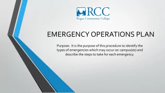 EMERGENCY OPERATIONS PLAN  Purpose:  It is the purpose of this procedure to identify the  types of