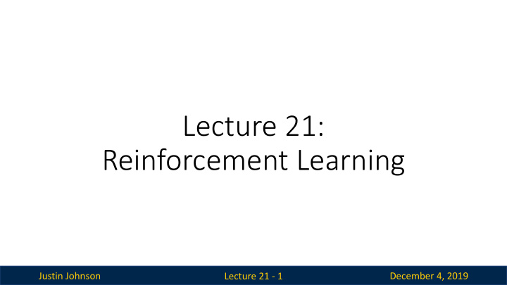 lecture 21 reinforcement learning