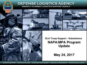 DEFENSE LOGISTICS AGENCY AMERICA  S COMBAT LOGISTICS SUPPORT AGENCY  DLA Troop Support -