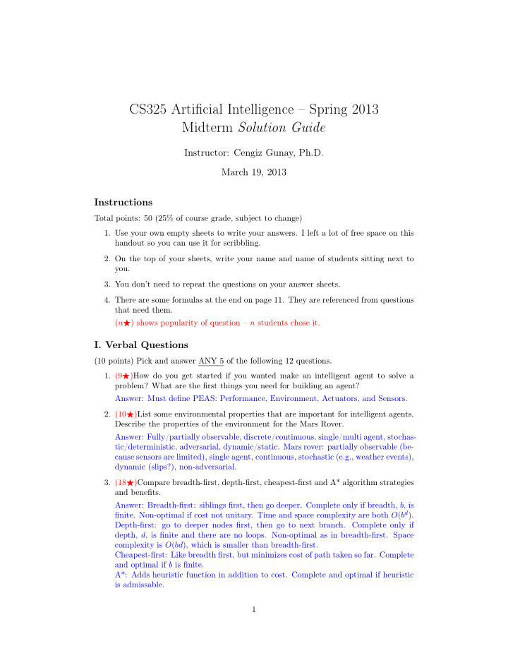 cs325 artificial intelligence spring 2013 midterm