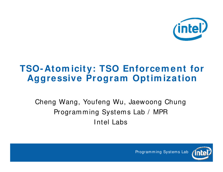 tso atom icity tso enforcem ent for a aggressive program