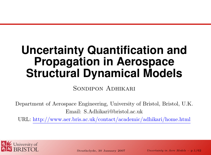 uncertainty quantification and propagation in aerospace