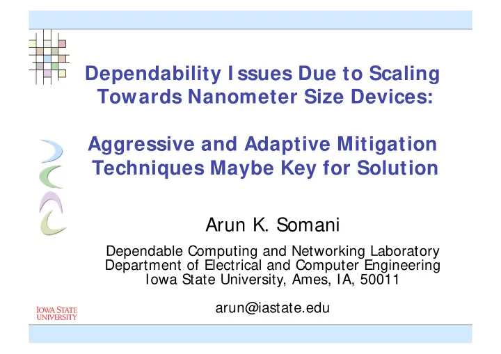 dependability i ssues due to scaling towards nanometer