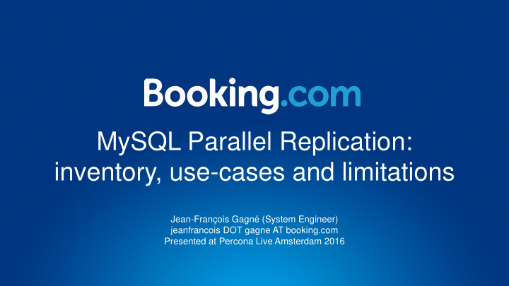 mysql parallel replication inventory use cases and