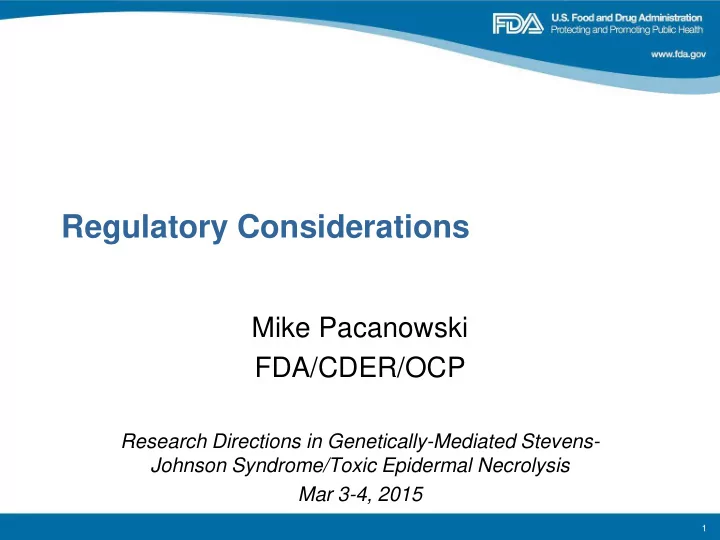 regulatory considerations