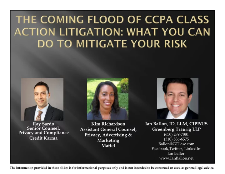 ray sardo kim richardson ian ballon jd llm cipp us senior