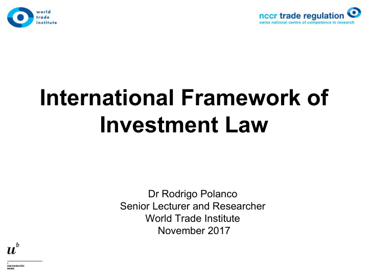 international framework of investment law