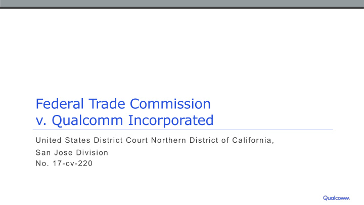 federal trade commission v qualcomm incorporated