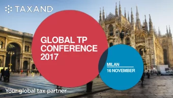 GLOBAL TP  CONFERENCE  2017  MILAN  16 NOVEMBER  NEW OECD  GUIDANCE ON  PERMANENT  ESTABLISHMENTS