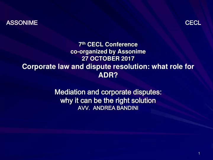 corporate law and dispute resolution what role for