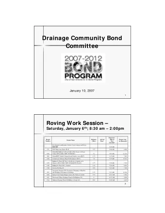 Drainage Community Bond  Drainage Community Bond  Committee  Committee  January 10, 2007  January