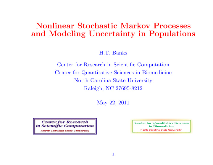 nonlinear stochastic markov processes and modeling