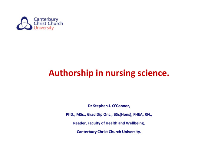 authorship in nursing science