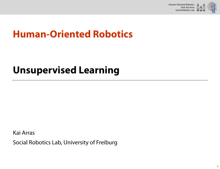 human oriented robotics unsupervised learning