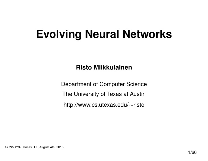 evolving neural networks