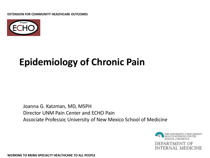 epidemiology of chronic pain