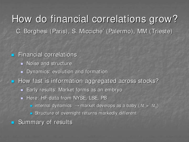 how do financial correlations grow how do financial