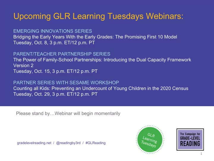 upcoming glr learning tuesdays webinars