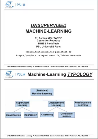 MACHINE-LEARNING  Pr. Fabien MOUTARDE  Center for Robotics  MINES ParisTech  PSL Universit Paris