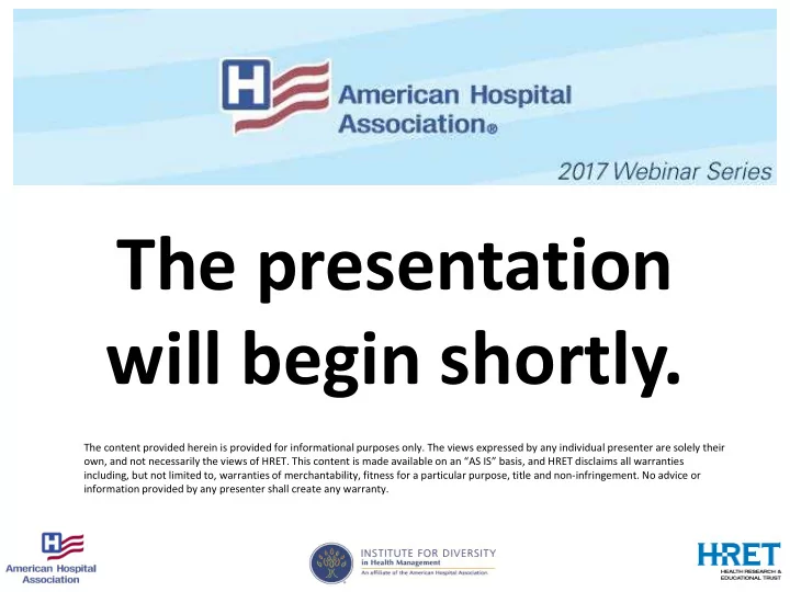 the presentation will begin shortly