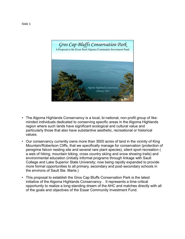 gros cap bluffs conservation park