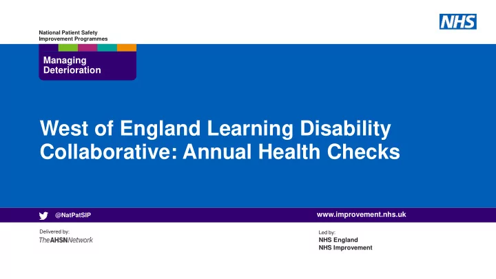 collaborative annual health checks