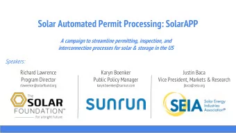 Solar Automated Permit Processing: SolarAPP  A campaign to streamline permitting, inspection, and