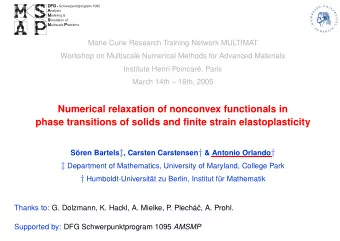 Numerical relaxation of nonconvex functionals in  phase transitions of solids and finite strain