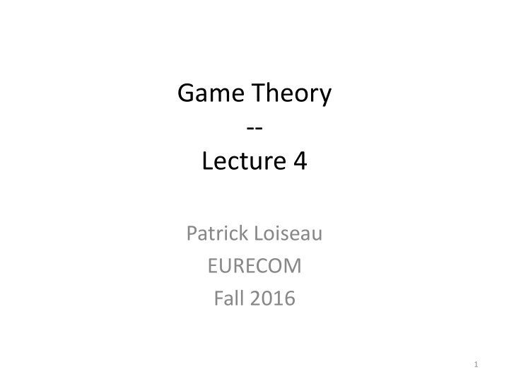 game theory lecture 4
