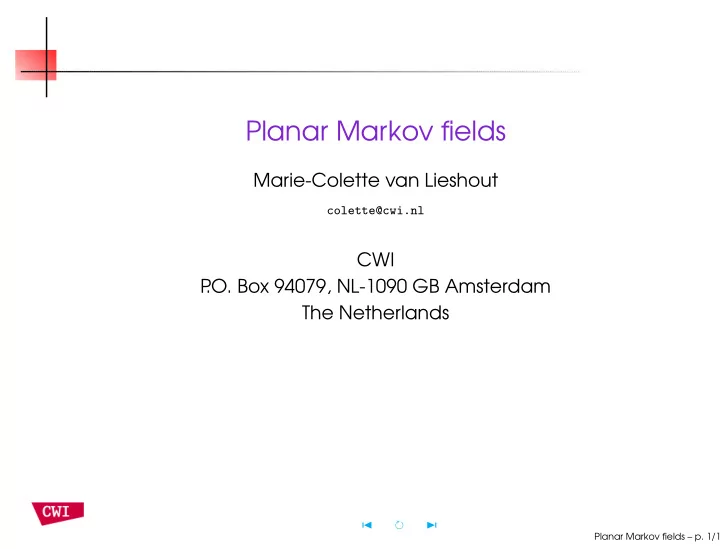 planar markov fields